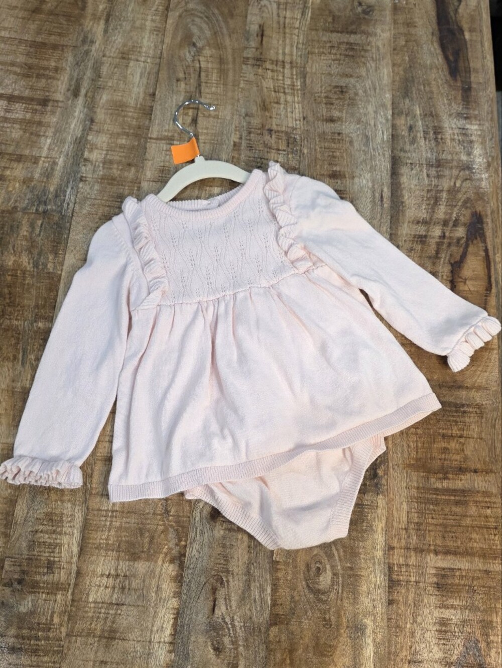 Janie and Jack Light Pink Ruffle Knit Tunic Top/bodysuit